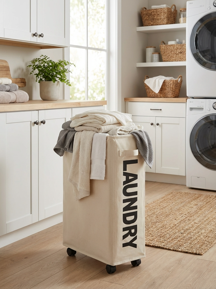 Roll & Store Laundry Basket™ | Large Capacity Laundry Hamper with Wheels – Foldable Waterproof Clothes Storage Bag