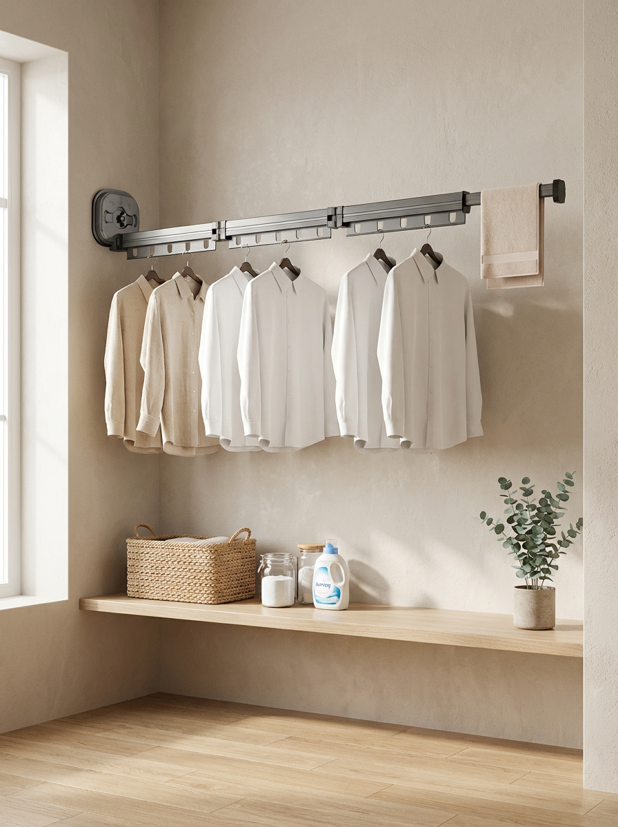 SpaceNest Drying Rack™ | Retractable Wall Mounted Clothes Drying Rack – Foldable Space-Saving Laundry Hanger