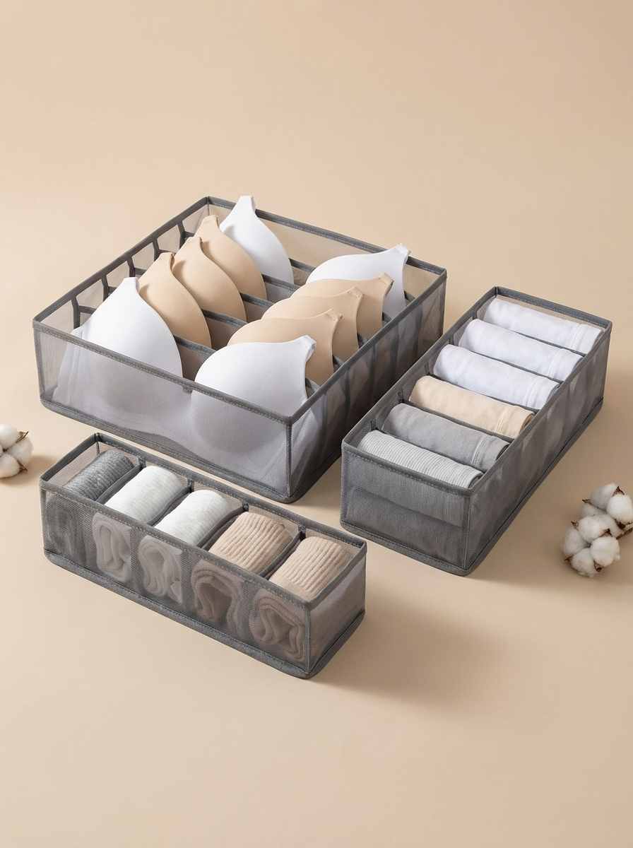 TidyNest Drawer Organisers™ | Foldable Underwear & Sock Storage Boxes – Closet Drawer Dividers for Clothes Organisation