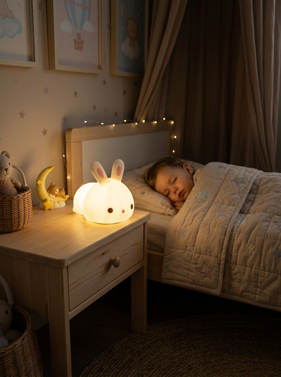 Sleepy Bunny Night Light™ | Cute Silicone Kids Night Light for Bedroom, Nursery & Baby Sleep Aid