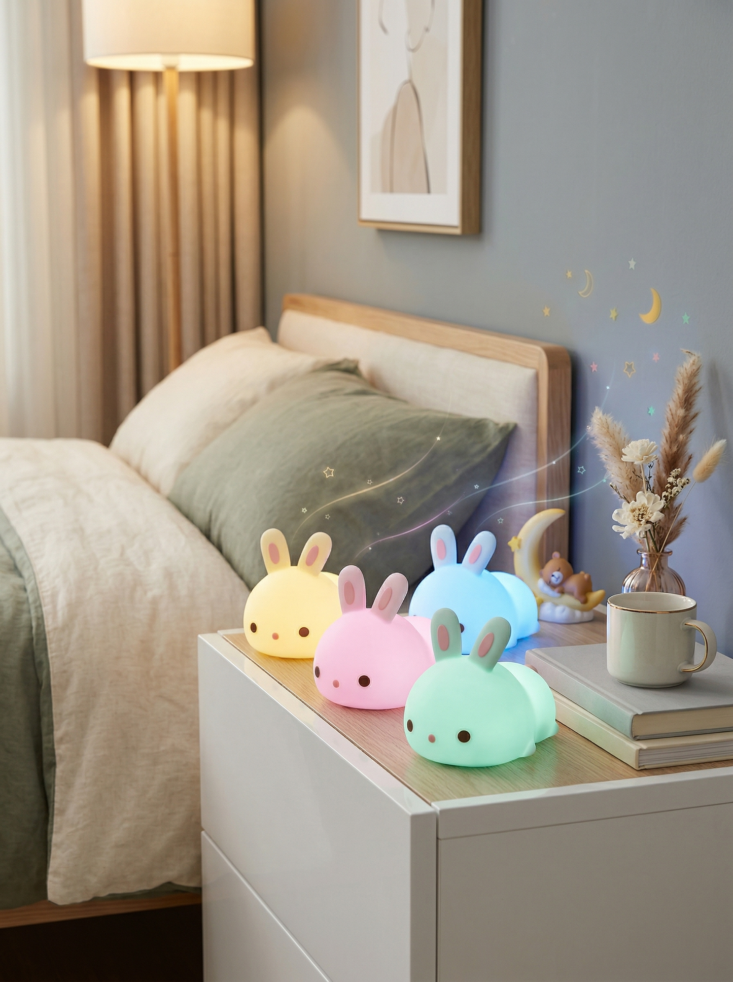 Sleepy Bunny Night Light™ | Cute Silicone Kids Night Light for Bedroom, Nursery & Baby Sleep Aid
