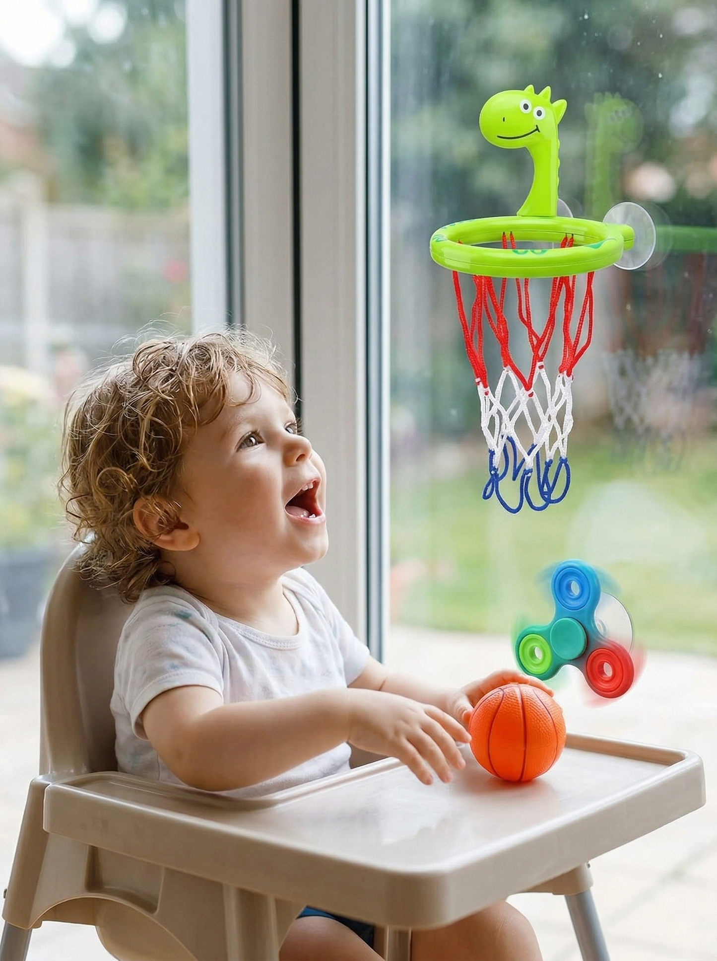 Basketball Hoop Bath Toy Set™ | Suction Cup Spinner Bath Toys for Toddlers – Fun Sensory Water Toys for Kids