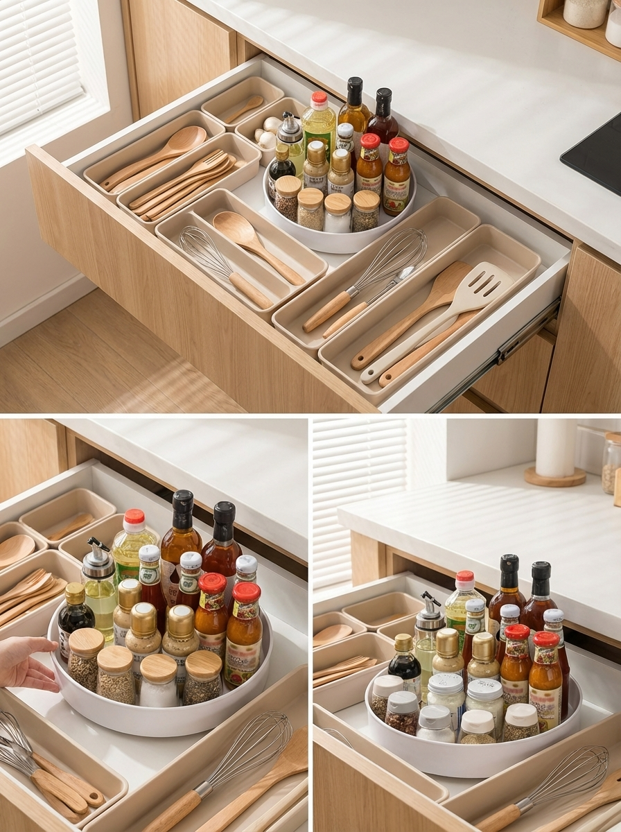CalmDrawer Organiser Set™ | Aesthetic Drawer Organisers for Kitchen, Makeup & Home Storage (Multi-Size Tray Set)
