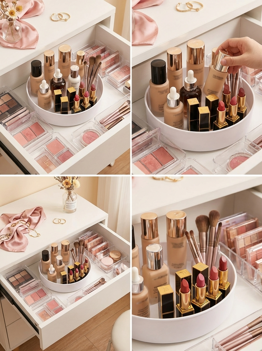 CalmDrawer Organiser Set™ | Aesthetic Drawer Organisers for Kitchen, Makeup & Home Storage (Multi-Size Tray Set)