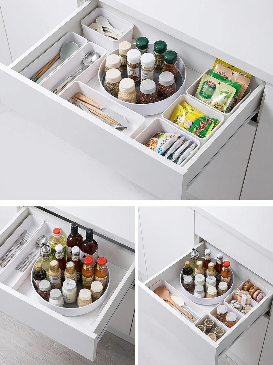 CalmDrawer Organiser Set™ | Aesthetic Drawer Organisers for Kitchen, Makeup & Home Storage (Multi-Size Tray Set)