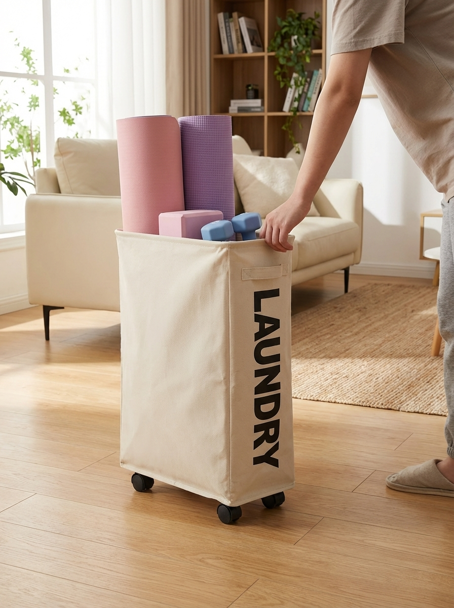 Roll & Store Laundry Basket™ | Large Capacity Laundry Hamper with Wheels – Foldable Waterproof Clothes Storage Bag
