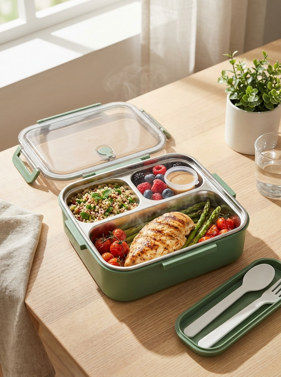 WarmNest Bento Box™ | Insulated Stainless Steel Lunch Box – Leakproof Thermal Food Container for Kids & Adults (850ml)