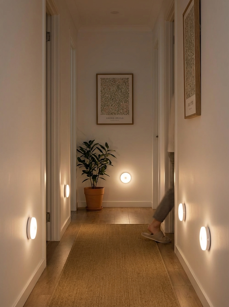 GlowNest Motion Lights™ | Motion Sensor LED Night Lights (3-Pack) – Adjustable Brightness for Bedroom, Stairs & Hallways