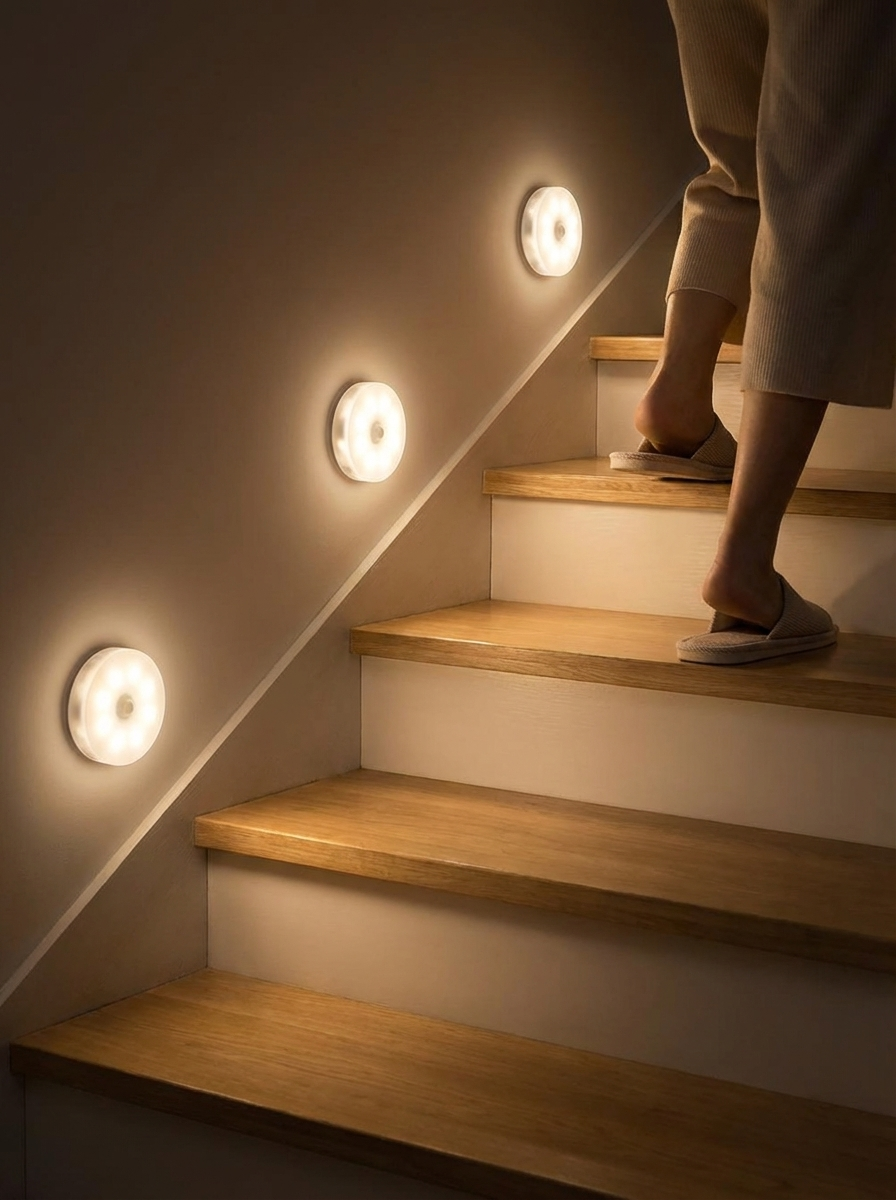 GlowNest Motion Lights™ | Motion Sensor LED Night Lights (3-Pack) – Adjustable Brightness for Bedroom, Stairs & Hallways