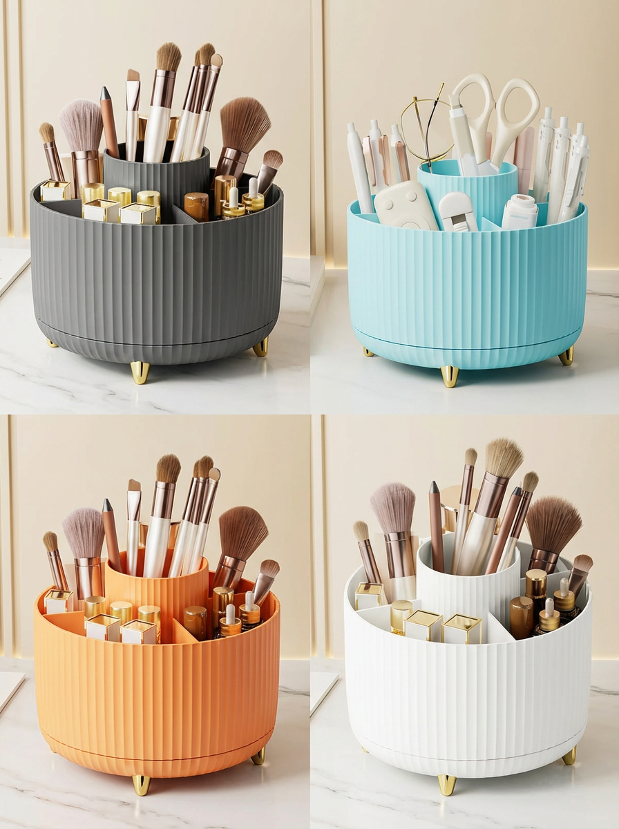 GlowNest Beauty Organiser™ | 360° Rotating Makeup Storage Box – Large Capacity Cosmetic Organiser for Bathroom & Vanity