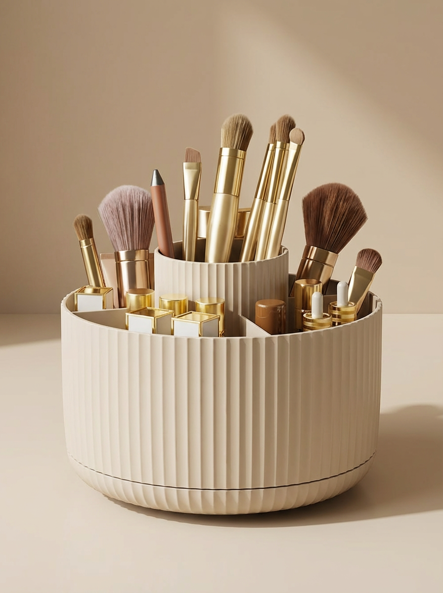 GlowNest Beauty Organiser™ | 360° Rotating Makeup Storage Box – Large Capacity Cosmetic Organiser for Bathroom & Vanity