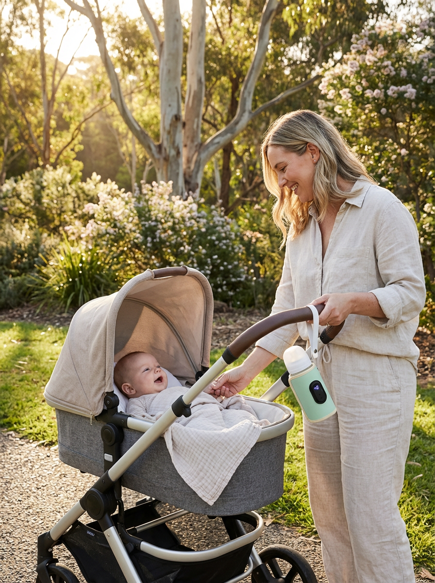 WarmNest Bottle Warmer™ | Portable USB Baby Bottle Heater – Travel Milk Warmer for Stroller & On-The-Go Feeding