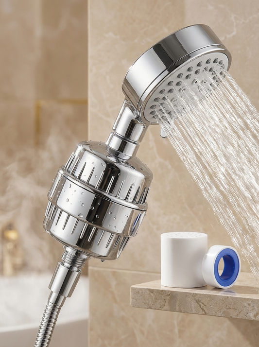 PureFlow Shower Filter™ | High Output Shower Head Filter – Removes Chlorine & Heavy Metals for Softer Skin & Healthier Hair