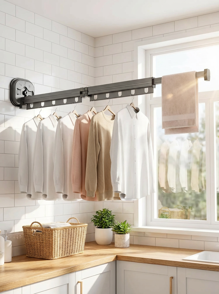 SpaceNest Drying Rack™ | Retractable Wall Mounted Clothes Drying Rack – Foldable Space-Saving Laundry Hanger