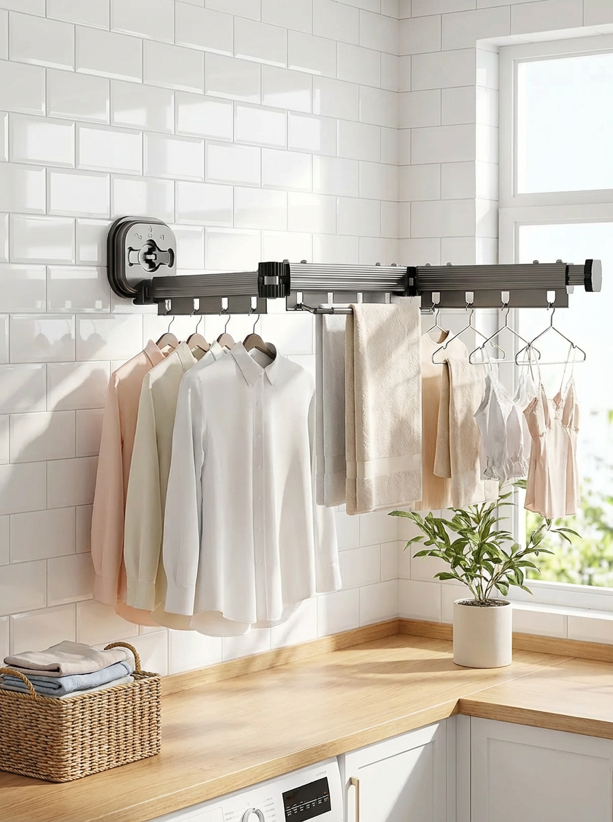 SpaceNest Drying Rack™ | Retractable Wall Mounted Clothes Drying Rack – Foldable Space-Saving Laundry Hanger