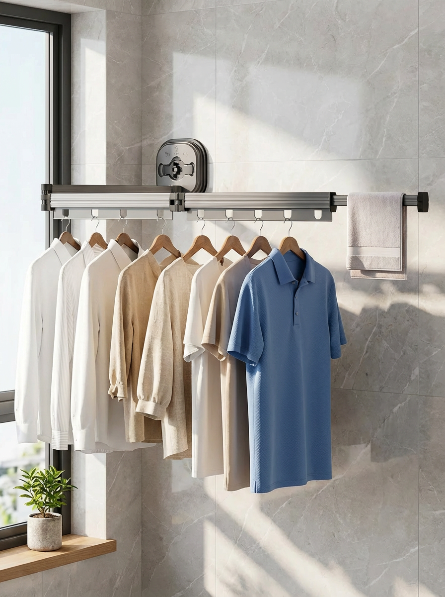 SpaceNest Drying Rack™ | Retractable Wall Mounted Clothes Drying Rack – Foldable Space-Saving Laundry Hanger