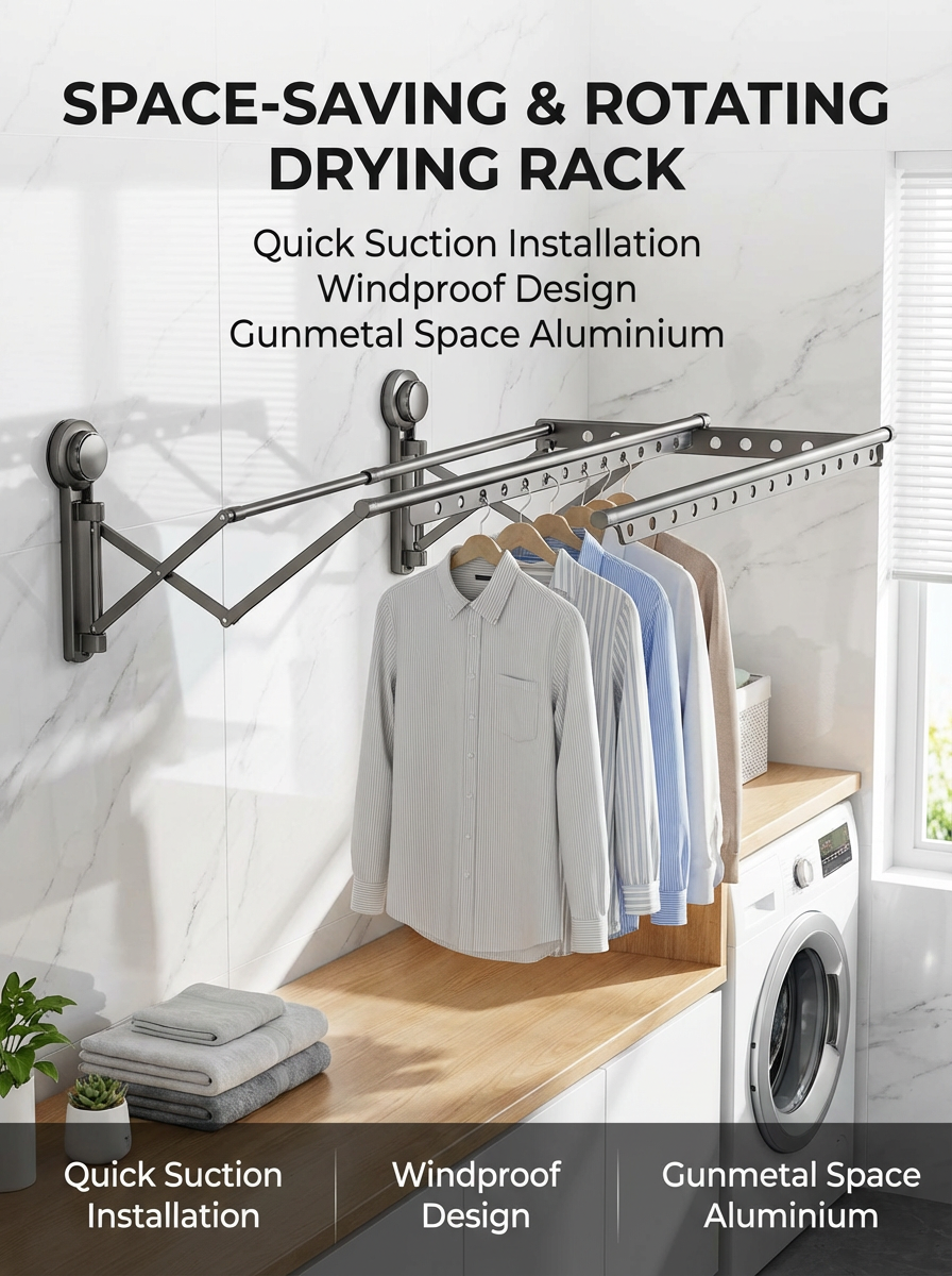 SpaceNest Drying Rack™ | Retractable Wall Mounted Clothes Drying Rack – Foldable Space-Saving Laundry Hanger
