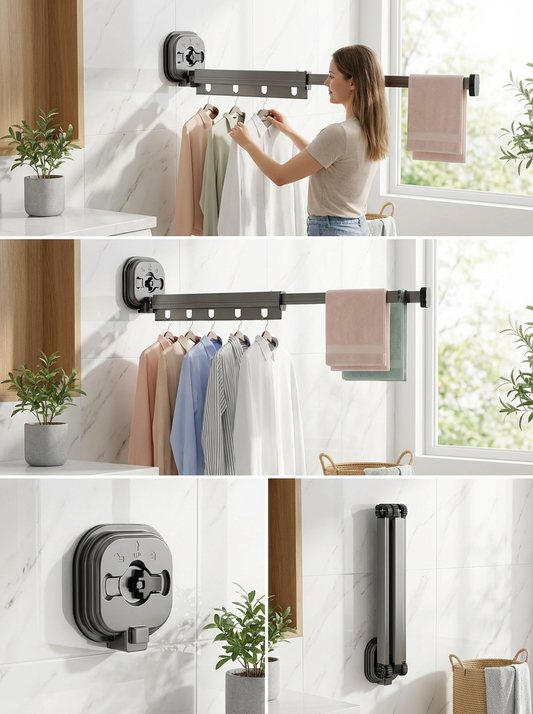 SpaceNest Drying Rack™ | Retractable Wall Mounted Clothes Drying Rack – Foldable Space-Saving Laundry Hanger