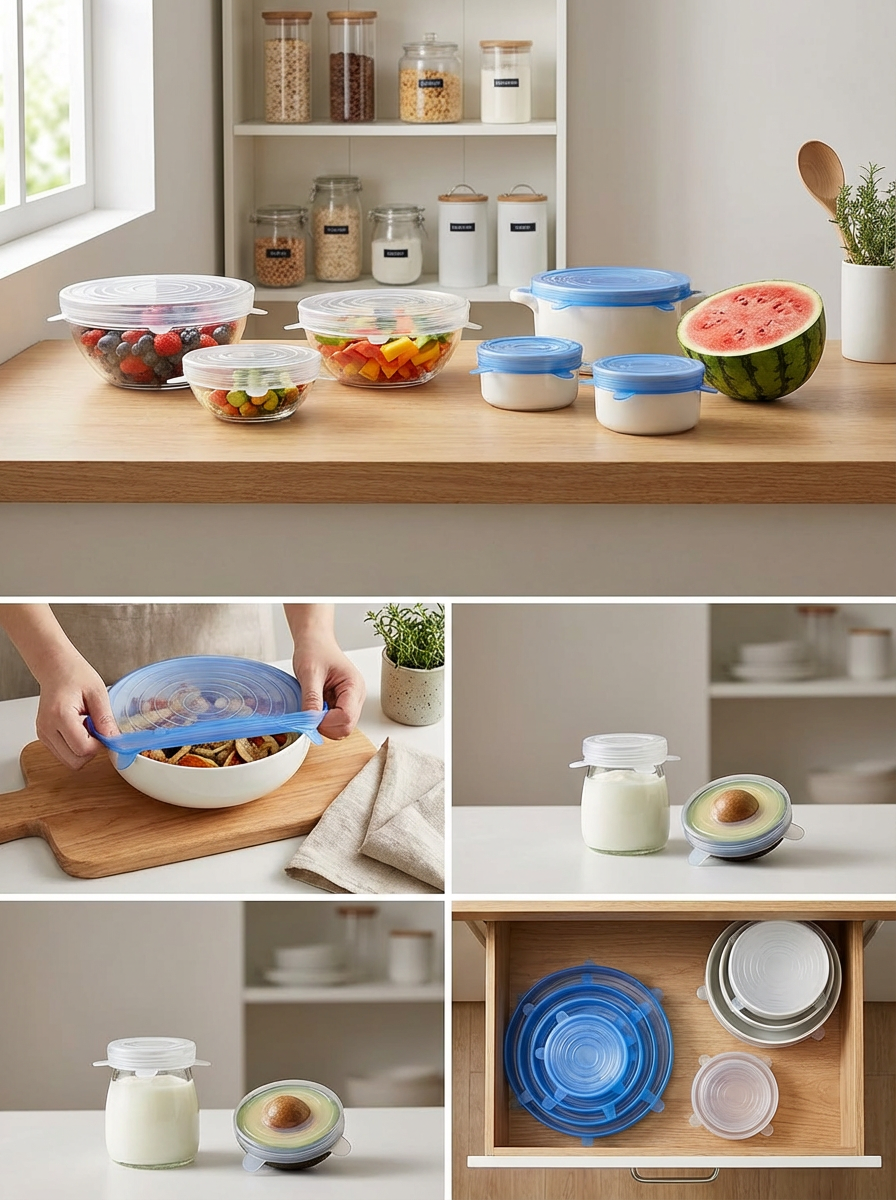 SealNest Stretch Lids™ | Reusable Silicone Food Covers – Adjustable Elastic Lids for Bowls, Fruit & Containers